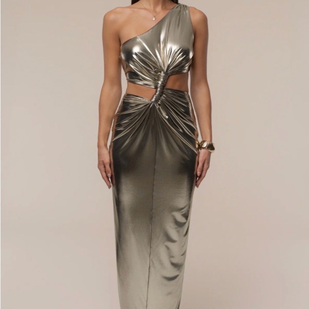 Elegant One-Shoulder Metallic Dress